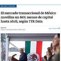 El mercado transaccional de Mxico moviliza un 84% menos de capital hasta abril, segn TTR Data